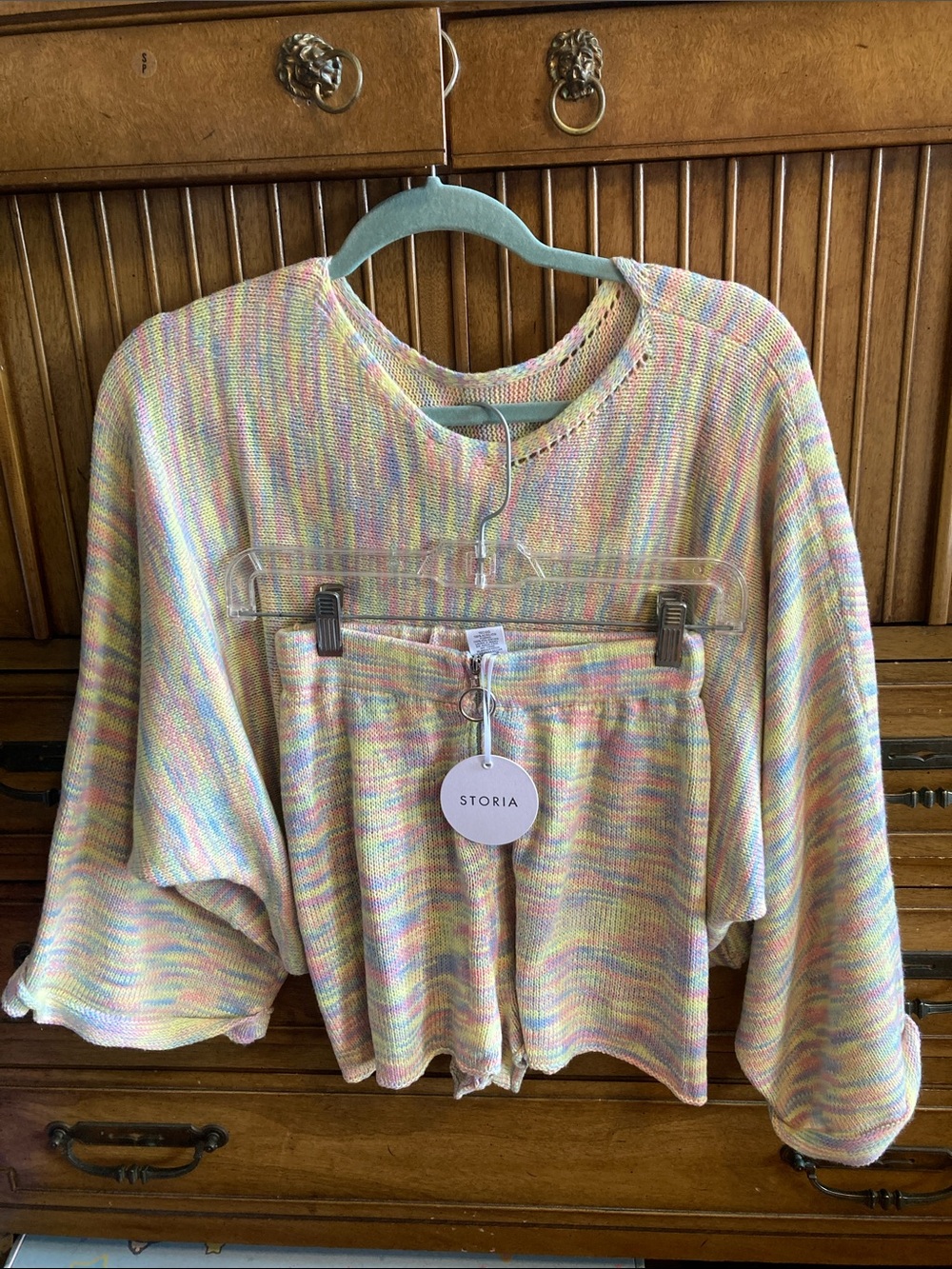STORIA Pastel Multi Knit Shorts Set NWT